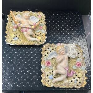 Pair of Ucagco cherub Wall plaques - call out